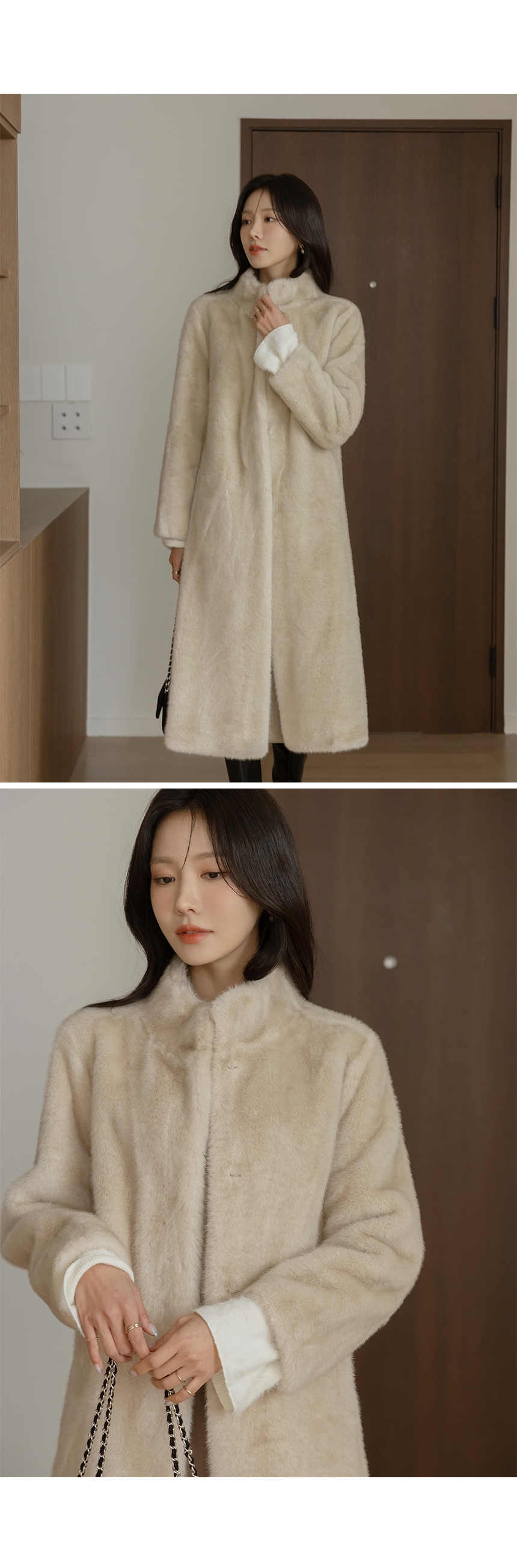 하이퀄리티 홀릭 에코 퍼 벨트 롱 코트 상세 이미지 14