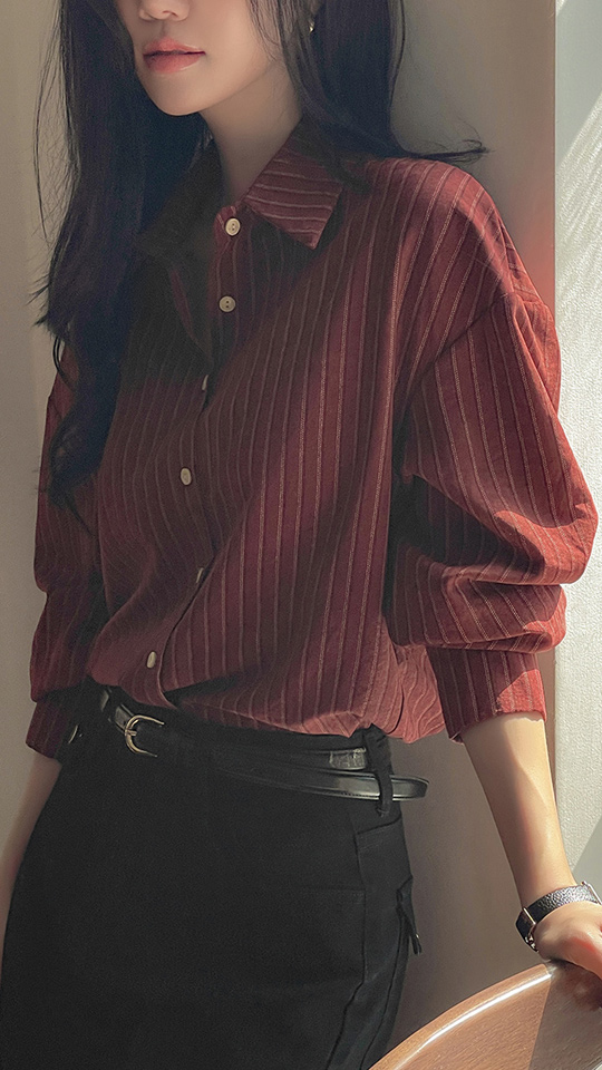 오드 로엔 스트라이프 톡톡 긴팔 셔츠