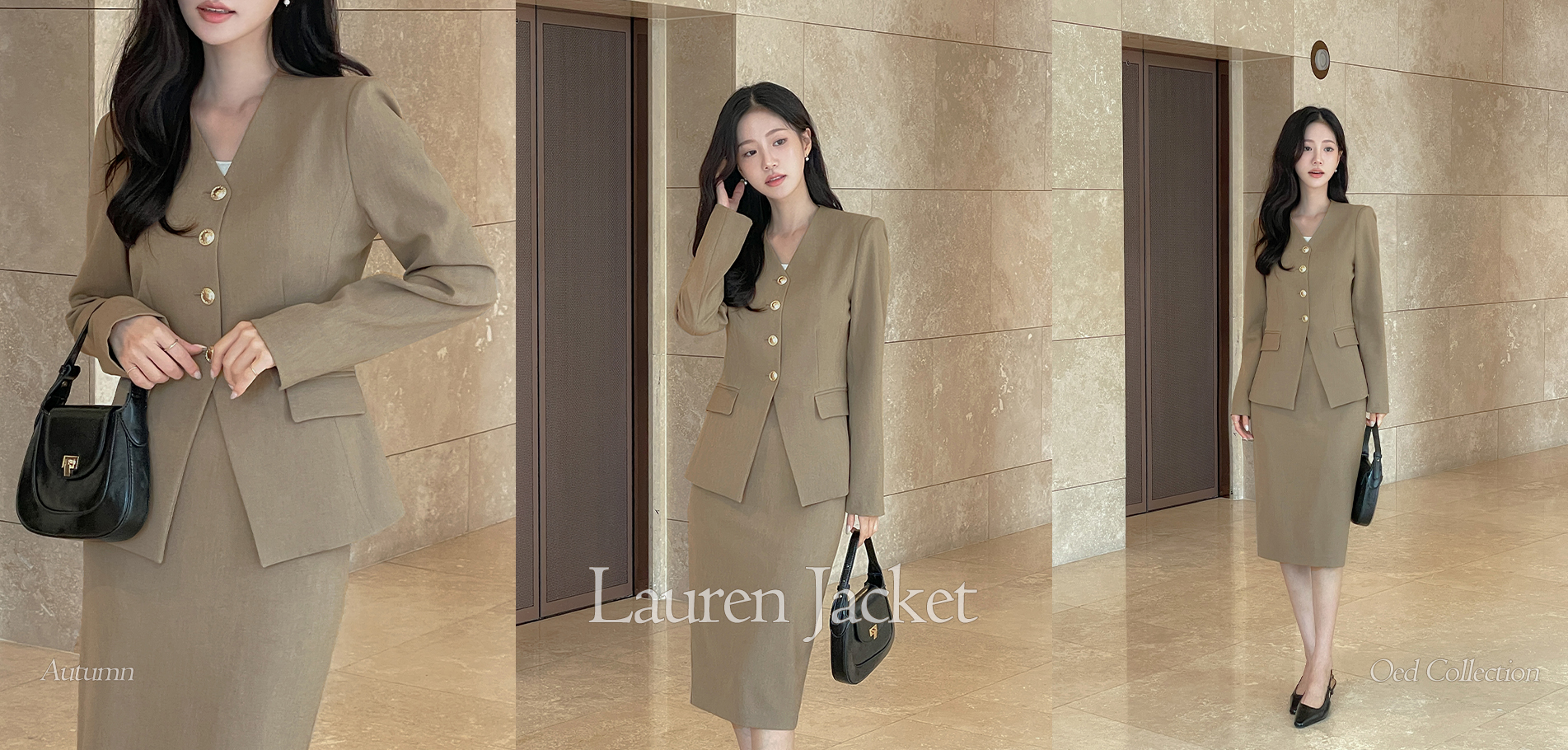 로렌 모던 노카라 셋업 자켓