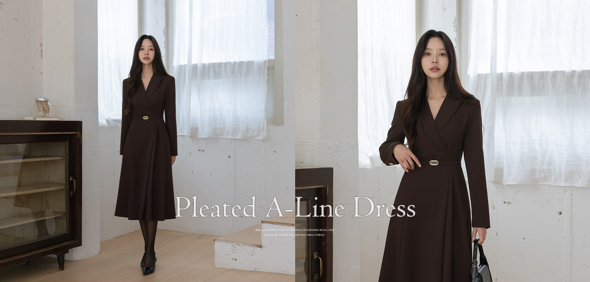 케이시 카라넥 맞주름 A라인 원피스