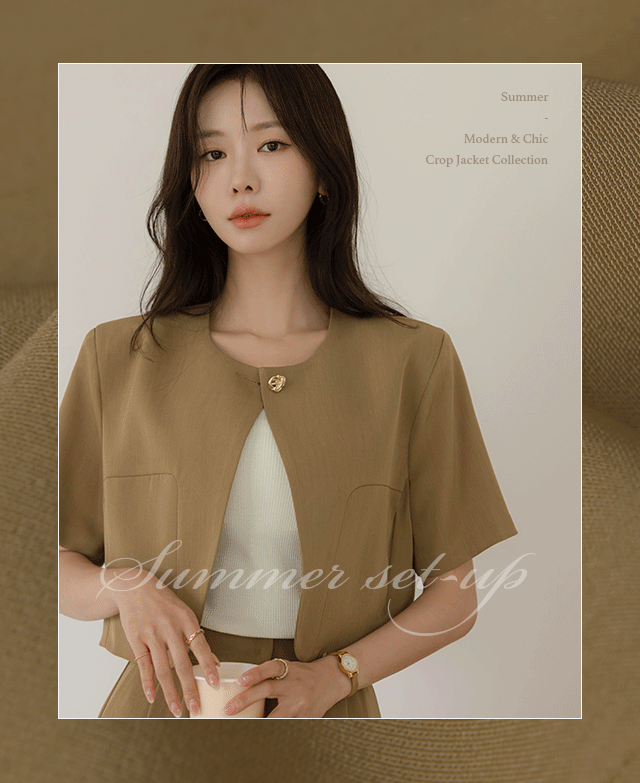 썸머 찰랑 크롭 셋업 자켓