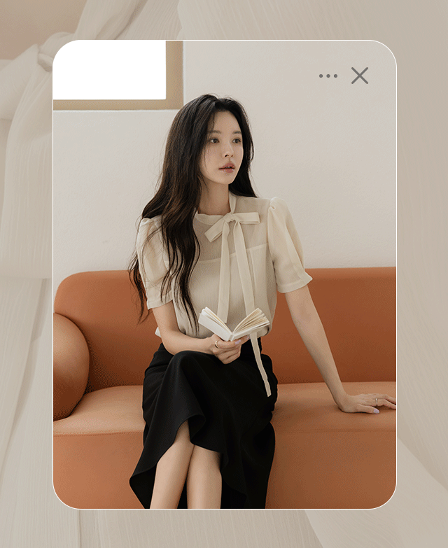 로맨틱 쉬폰 타이넥 블라우스