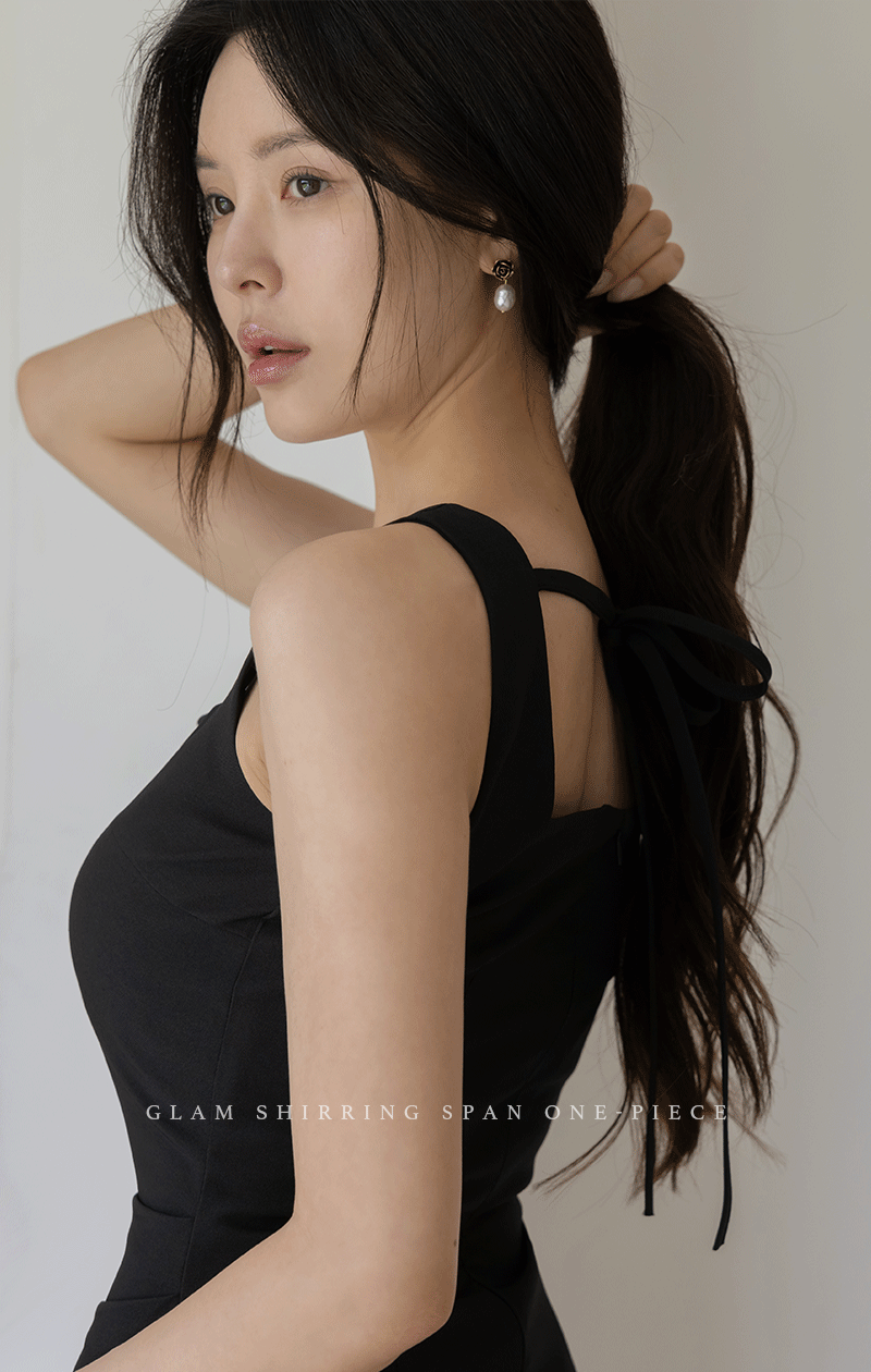 글램 셔링 스판 H라인 나시 원피스