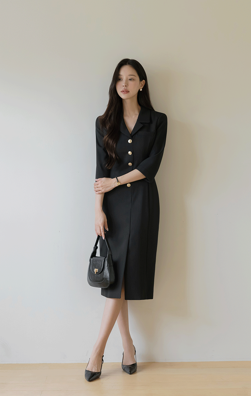  레이나 모던 슬릿 H라인 원피스