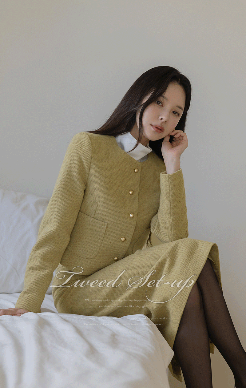 엘리아 잔체크 울 트위드 셋업 자켓