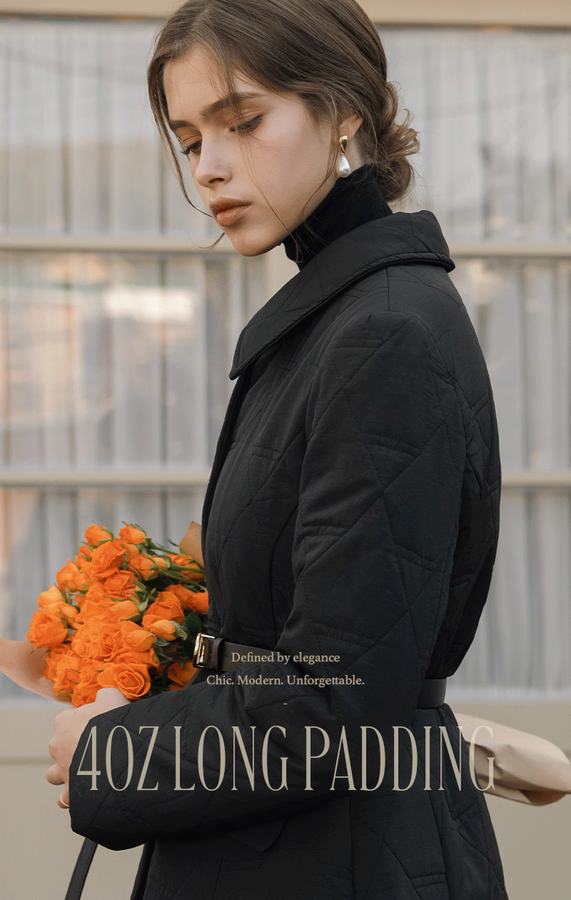 페미닌 4온스 퀼팅 A라인 롱 패딩