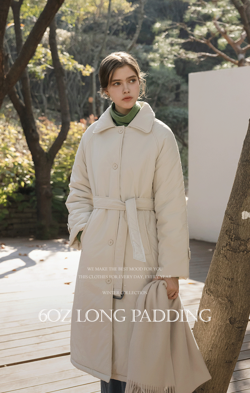 트렌치 카라 6온스 롱 패딩(+벨트)