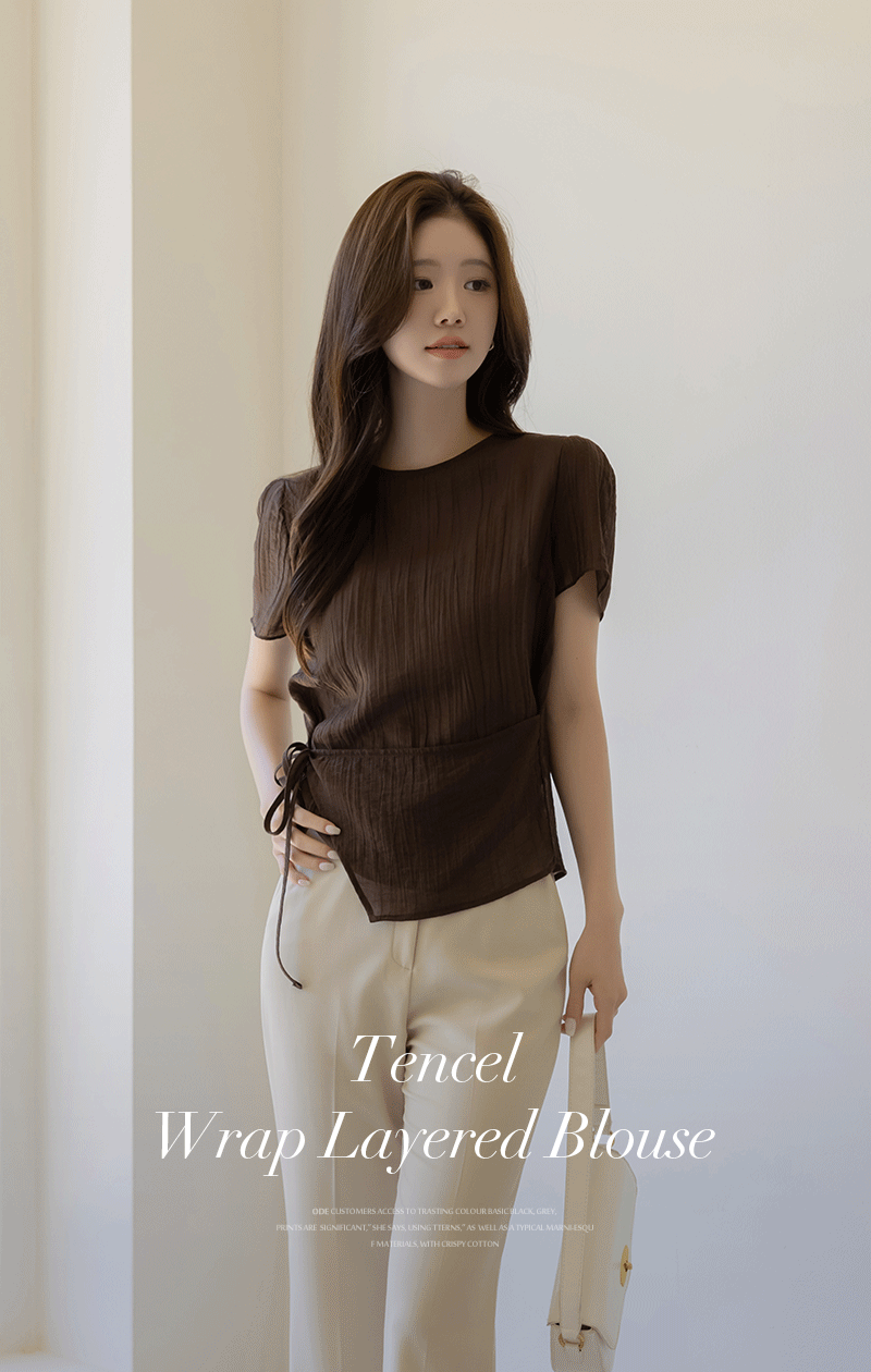 텐셀 랩 레이어드 블라우스