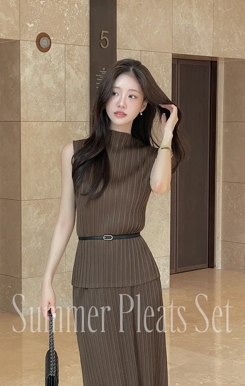 플리츠 나시 블라우스&스커트 SET