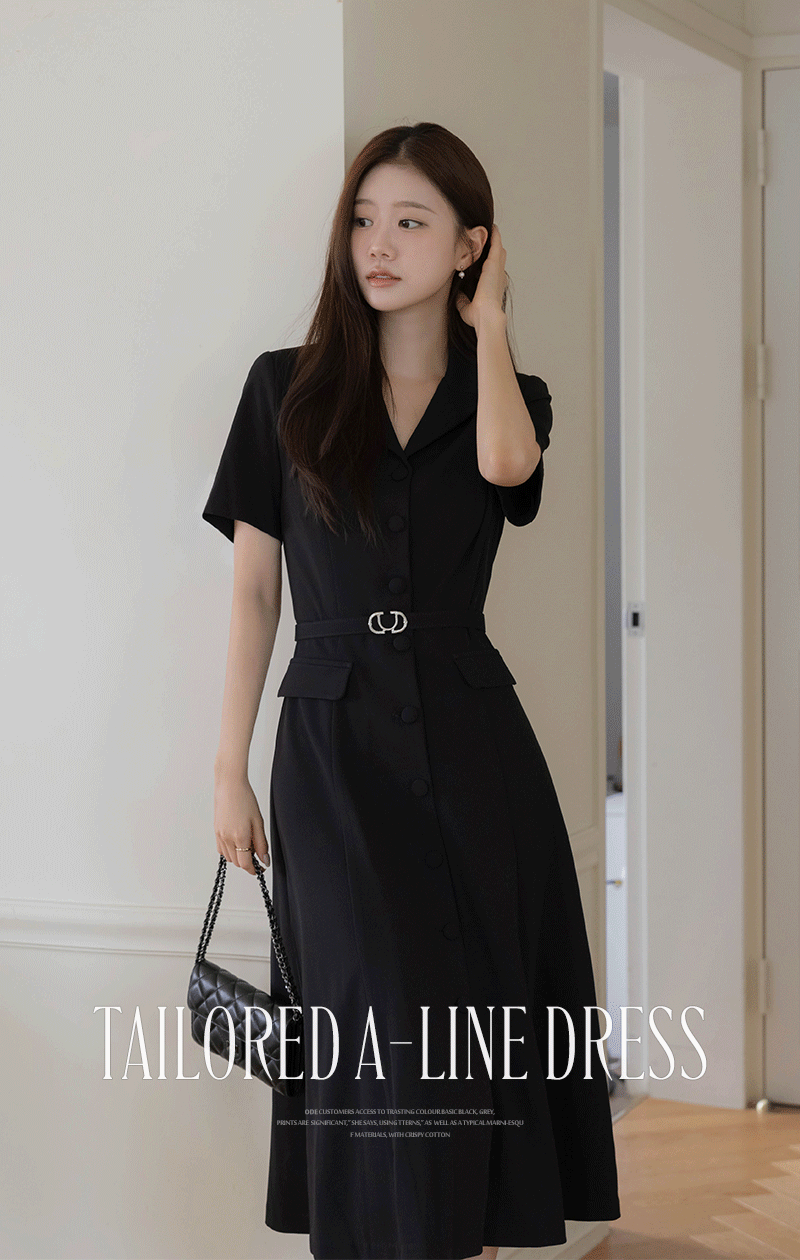  테일러드카라 A라인 원피스(+벨트)